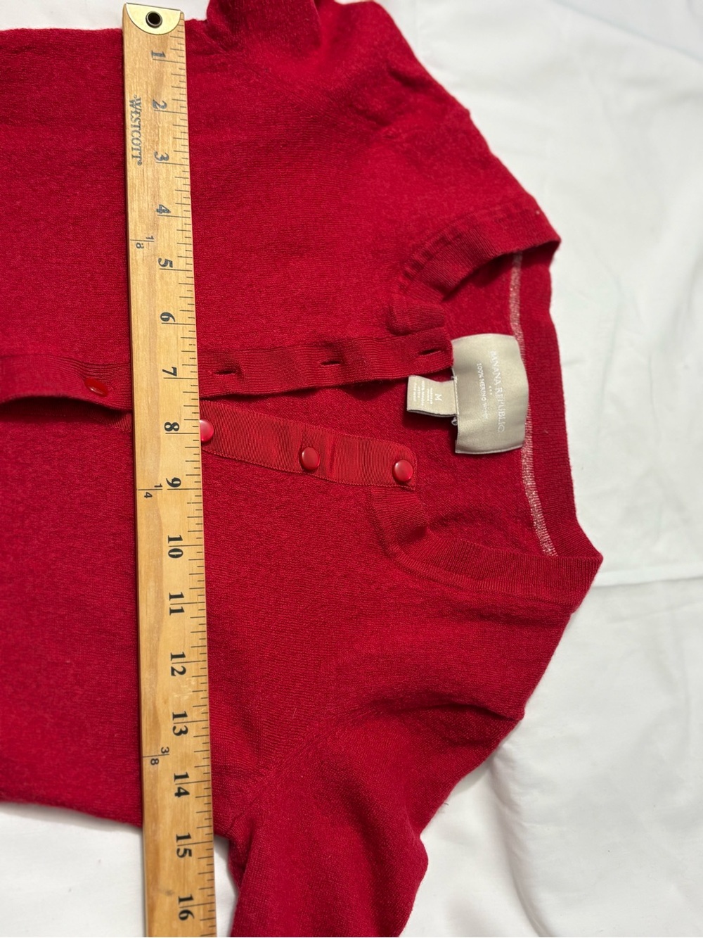 Banana Republic Red Button-Front Ruffle-Edge Cardigan - Picture 11 of 13